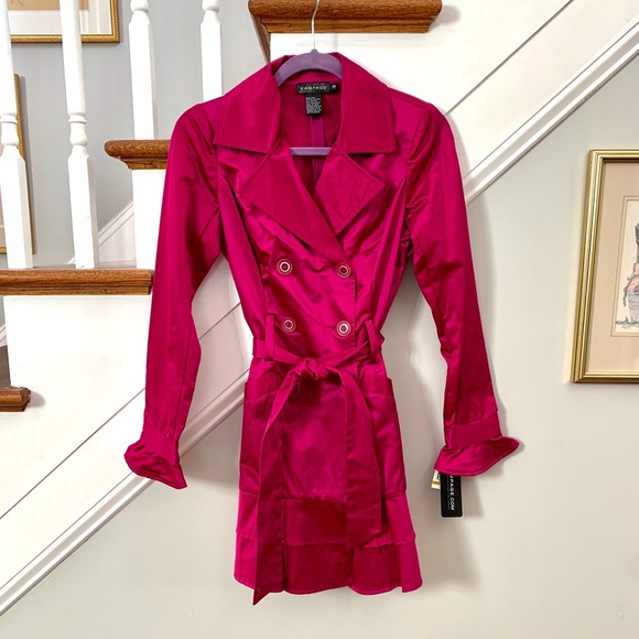 Glossy Belted Trench Coat ~ Double Ruffle Hem 💕 - Picture 2 of 7